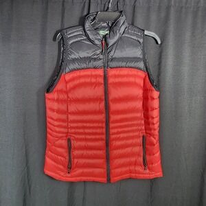 Lauren Ralph Lauren Active Womens Red Black Down Puffer Vest Large Mock Neck Zip